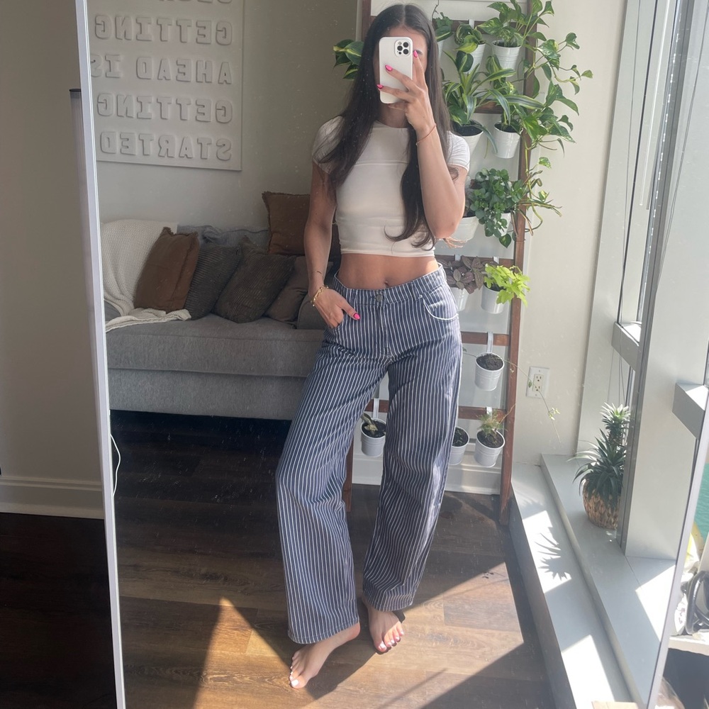 Striped Blue Jeans for Women